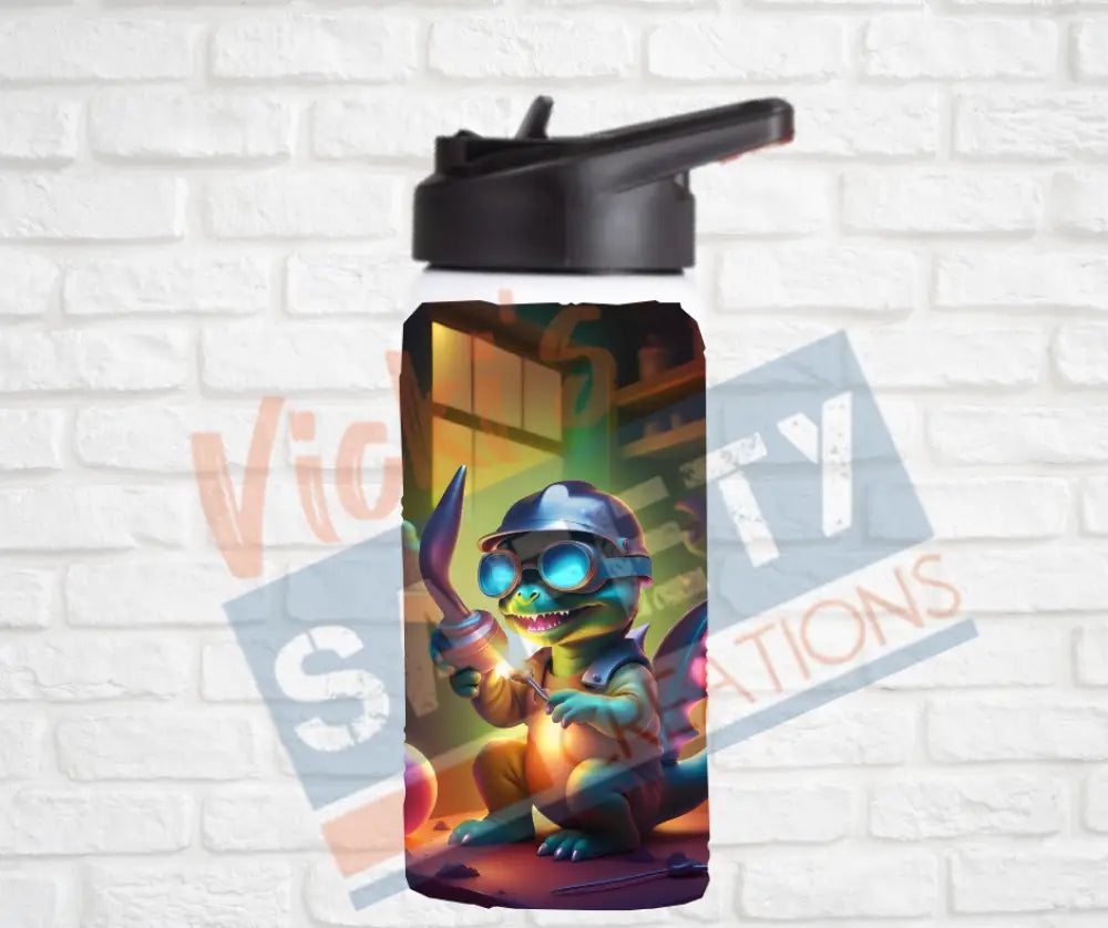 12oz. Stainless Steel Water Bottle-Dinosaur (asst. Health & Safety Designs) Welder Water Bottles