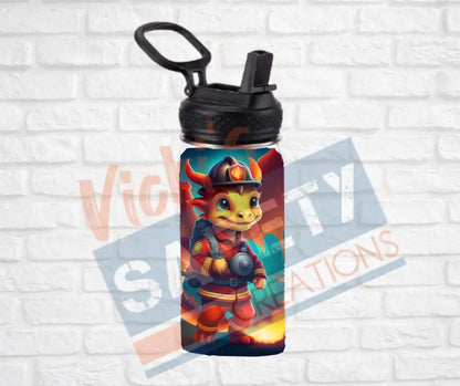 12oz. Stainless Steel Water Bottle-Dragon (asst. Health & Safety Designs) Firefighter Water Bottles