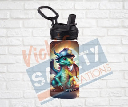 12oz. Stainless Steel Water Bottle-Dragon (asst. Health & Safety Designs) Hard Hat Water Bottles