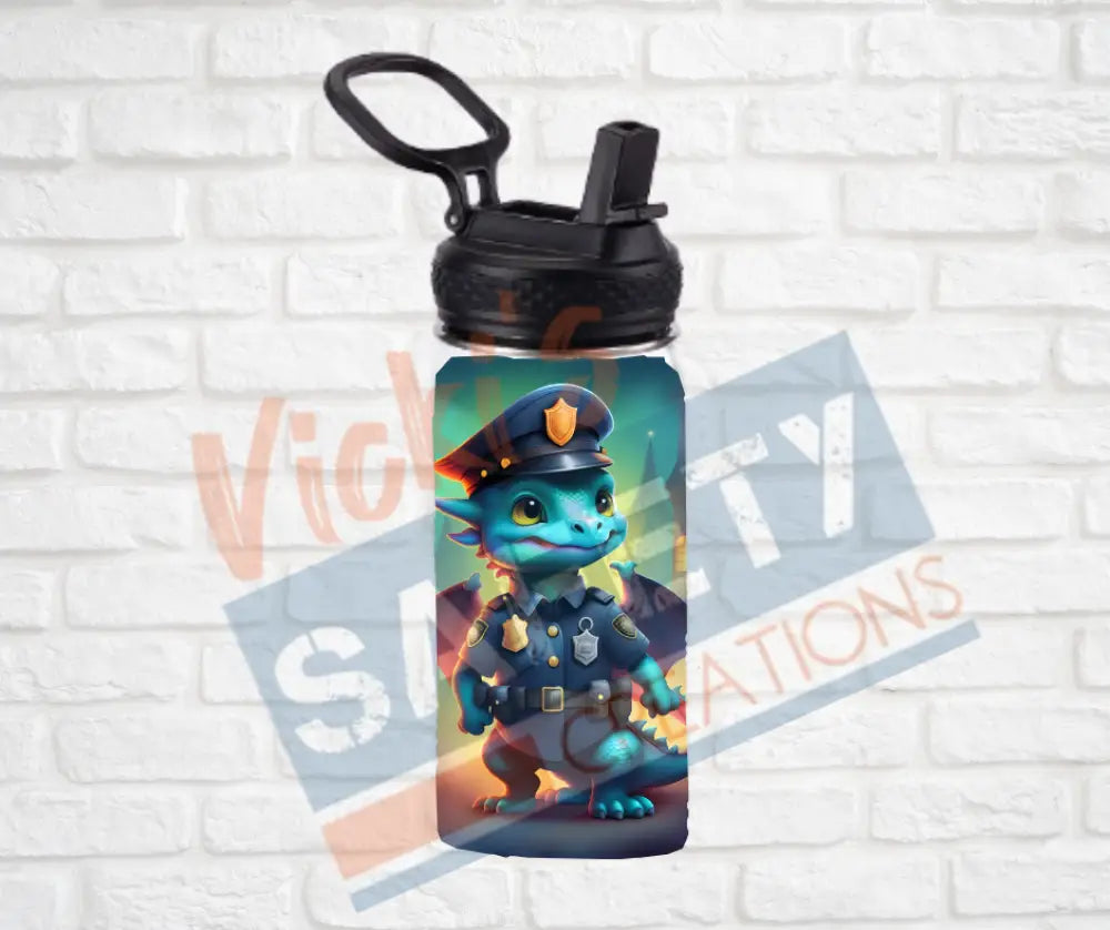 12oz. Stainless Steel Water Bottle-Dragon (asst. Health & Safety Designs) Police Water Bottles