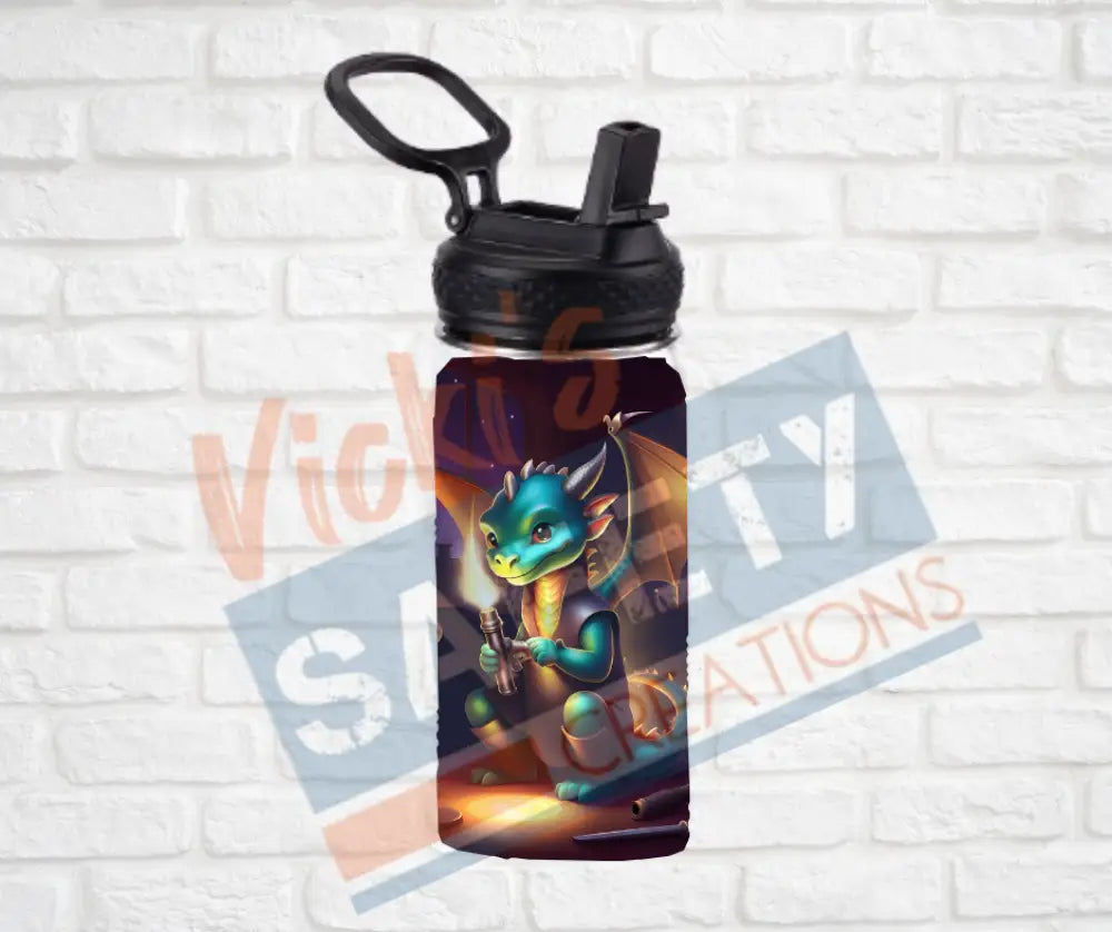 12oz. Stainless Steel Water Bottle-Dragon (asst. Health & Safety Designs) Welder Water Bottles