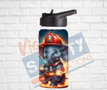 12oz. Stainless Steel Water Bottle-Elephant (asst. Health & Safety Designs) Firefighter Water Bottles