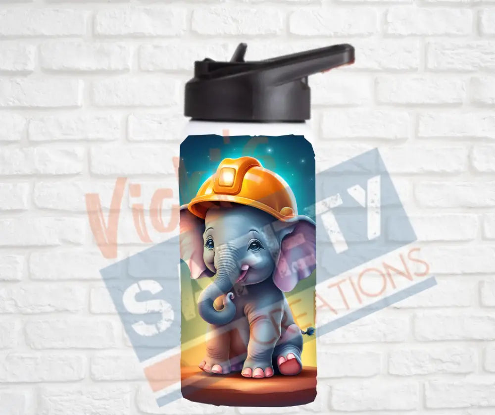 12oz. Stainless Steel Water Bottle-Elephant (asst. Health & Safety Designs) Hard Hat Water Bottles