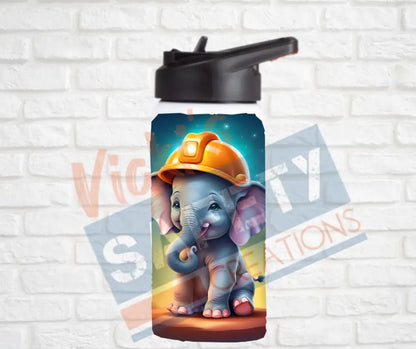 12oz. Stainless Steel Water Bottle-Elephant (asst. Health & Safety Designs) Hard Hat Water Bottles