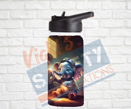 12oz. Stainless Steel Water Bottle-Elephant (asst. Health & Safety Designs) Welder Water Bottles