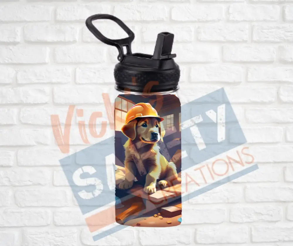 12oz. Stainless Steel Water Bottle-Golden Retrievers (asst. Health & Safety Designs) Hard Hat Water Bottles