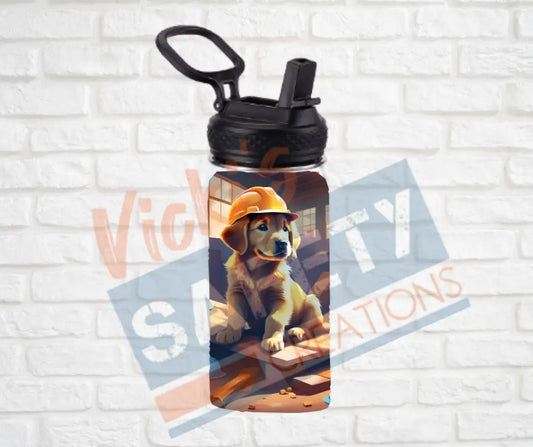 12oz. Stainless Steel Water Bottle-Golden Retrievers (asst. Health & Safety Designs) Hard Hat Water Bottles
