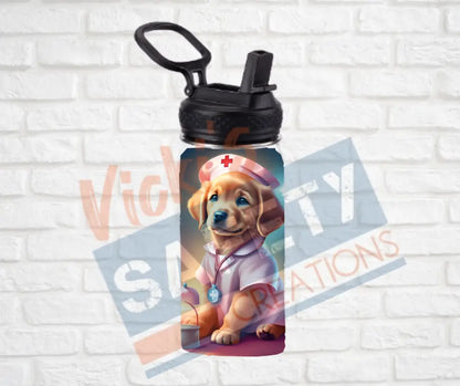 12oz. Stainless Steel Water Bottle-Golden Retrievers (asst. Health & Safety Designs) Nurse Water Bottles