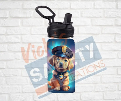 12oz. Stainless Steel Water Bottle-Golden Retrievers (asst. Health & Safety Designs) Police Water Bottles