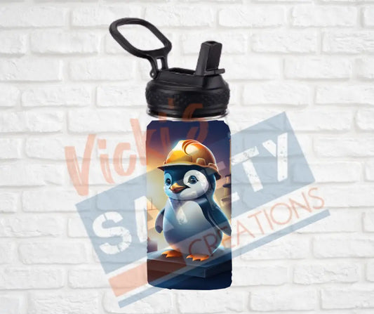 12oz. Stainless Steel Water Bottle-Penguin (asst. Health & Safety Designs) Hard Hat Water Bottles