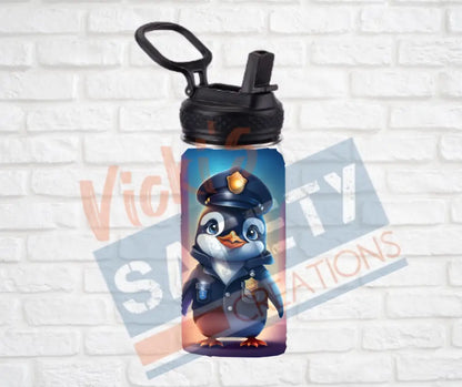 12oz. Stainless Steel Water Bottle-Penguin (asst. Health & Safety Designs) Police Water Bottles