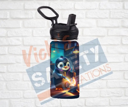 12oz. Stainless Steel Water Bottle-Penguin (asst. Health & Safety Designs) Welder Water Bottles
