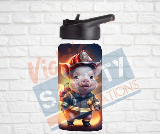 12oz. Stainless Steel Water Bottle-Pig (asst. Health & Safety Designs) Water Bottles