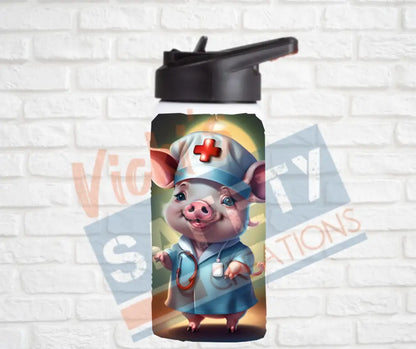12oz. Stainless Steel Water Bottle-Pig (asst. Health & Safety Designs) Water Bottles