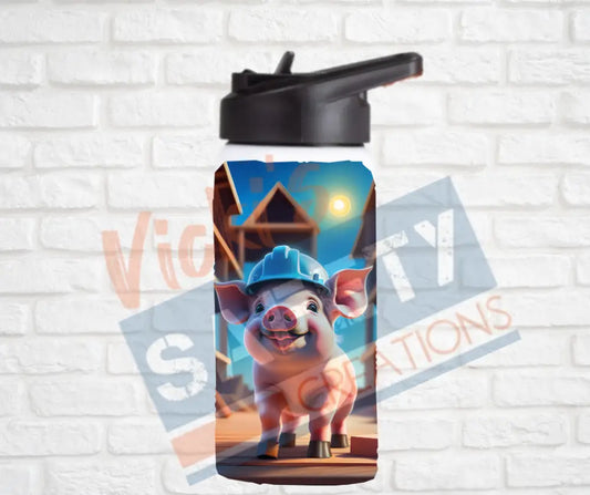 12oz. Stainless Steel Water Bottle-Pig (asst. Health & Safety Designs) Water Bottles