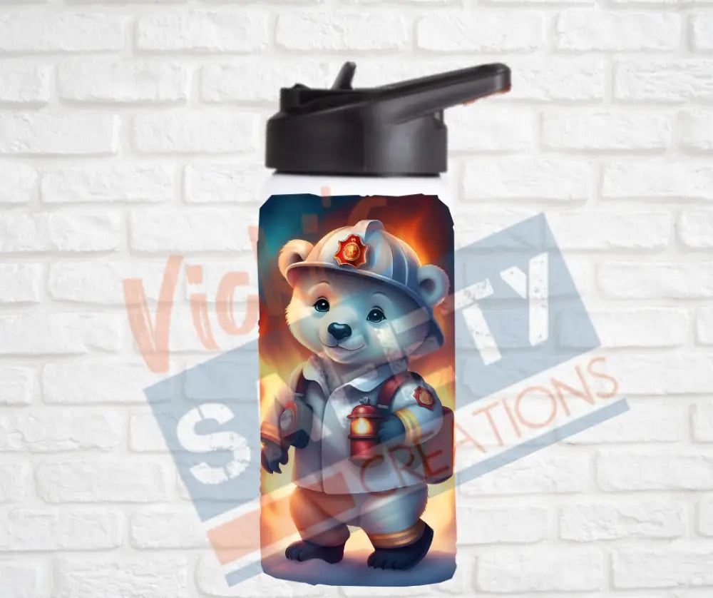 12oz. Stainless Steel Water Bottle-Polar Bear (asst. Health & Safety Designs) Firefighter Water Bottles