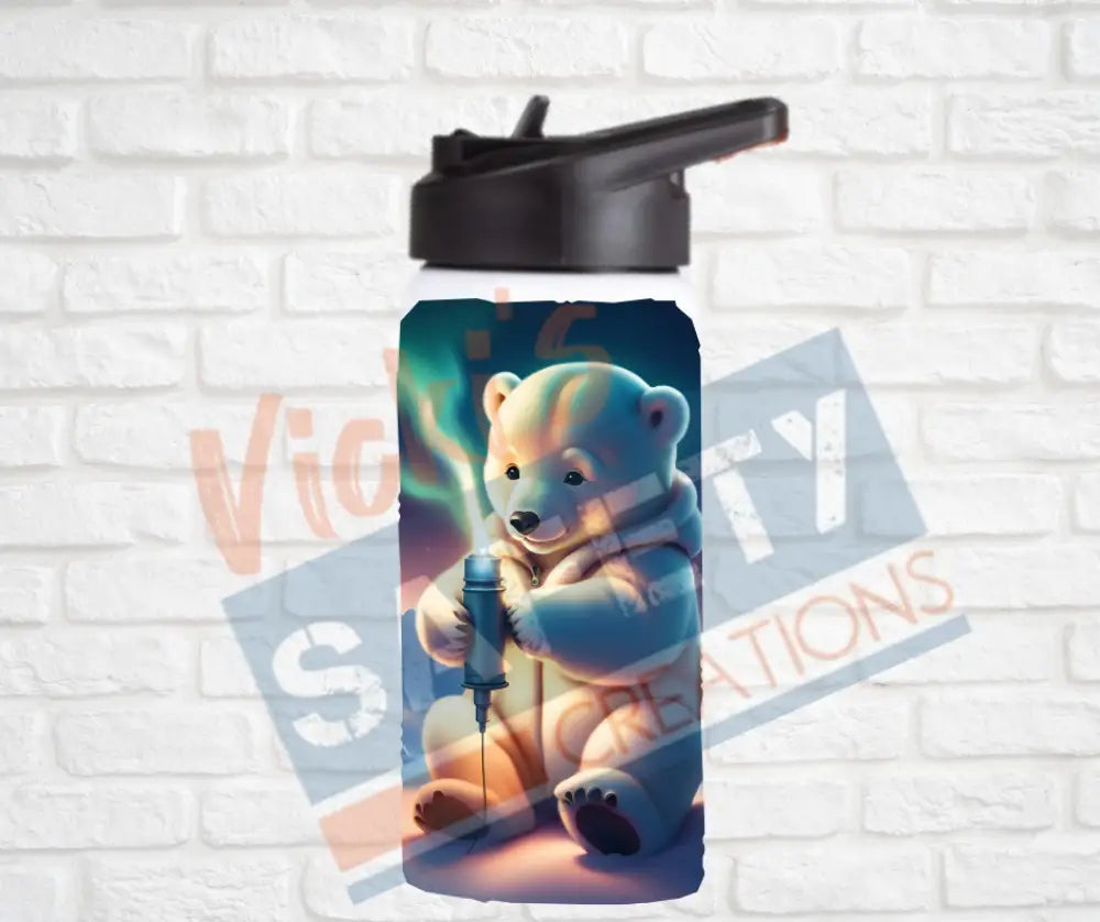 12oz. Stainless Steel Water Bottle-Polar Bear (asst. Health & Safety Designs) Welder Water Bottles