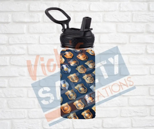 12oz. Stainless Steel Water Bottle-Police Badges Water Bottles