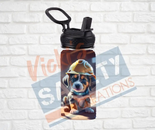 12oz. Stainless Steel Water Bottle-Puppies (asst. Health & Safety Designs) Hard Hat Water Bottles