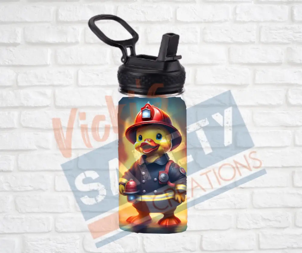 12oz. Stainless Steel Water Bottle-Rubber Duck (asst. Health & Safety Designs) Firefighter Water Bottles