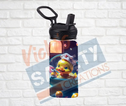 12oz. Stainless Steel Water Bottle-Rubber Duck (asst. Health & Safety Designs) Nurse Water Bottles