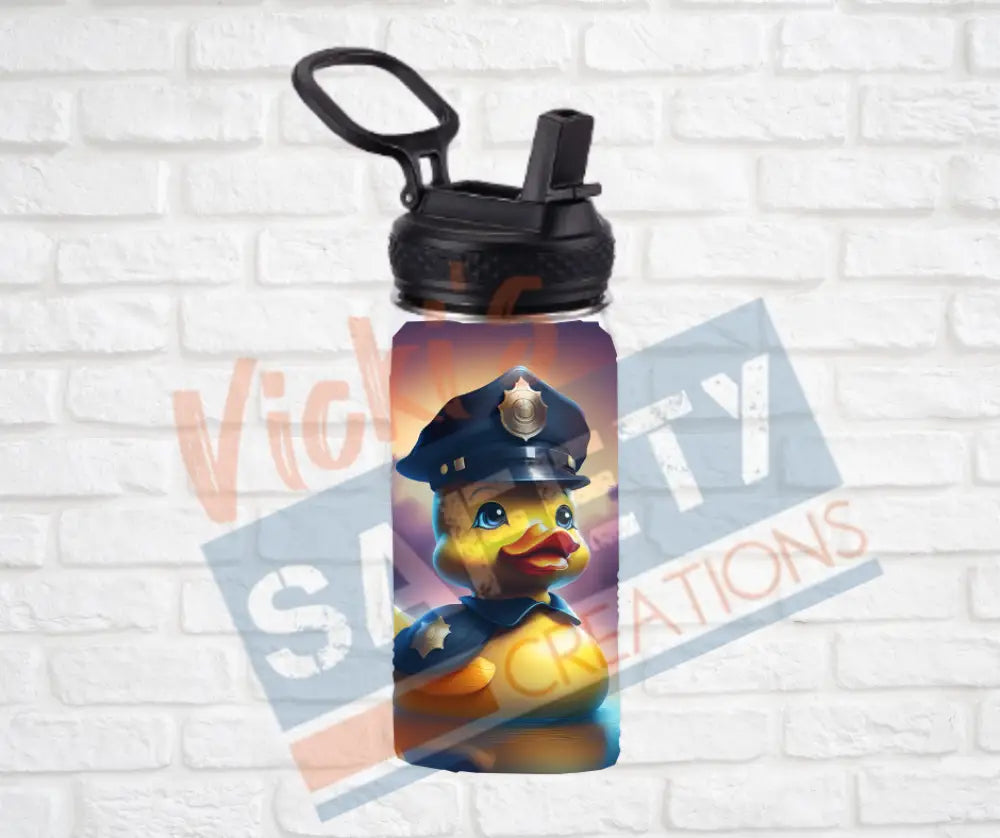 12oz. Stainless Steel Water Bottle-Rubber Duck (asst. Health & Safety Designs) Police Water Bottles