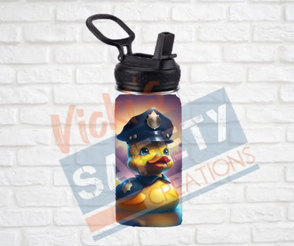 12oz. Stainless Steel Water Bottle-Rubber Duck (asst. Health & Safety Designs) Police Water Bottles