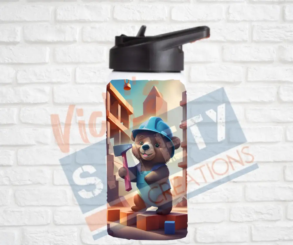 12oz. Stainless Steel Water Bottle-Teddy Bear (asst. Health & Safety Designs) Hard Hat Water Bottles