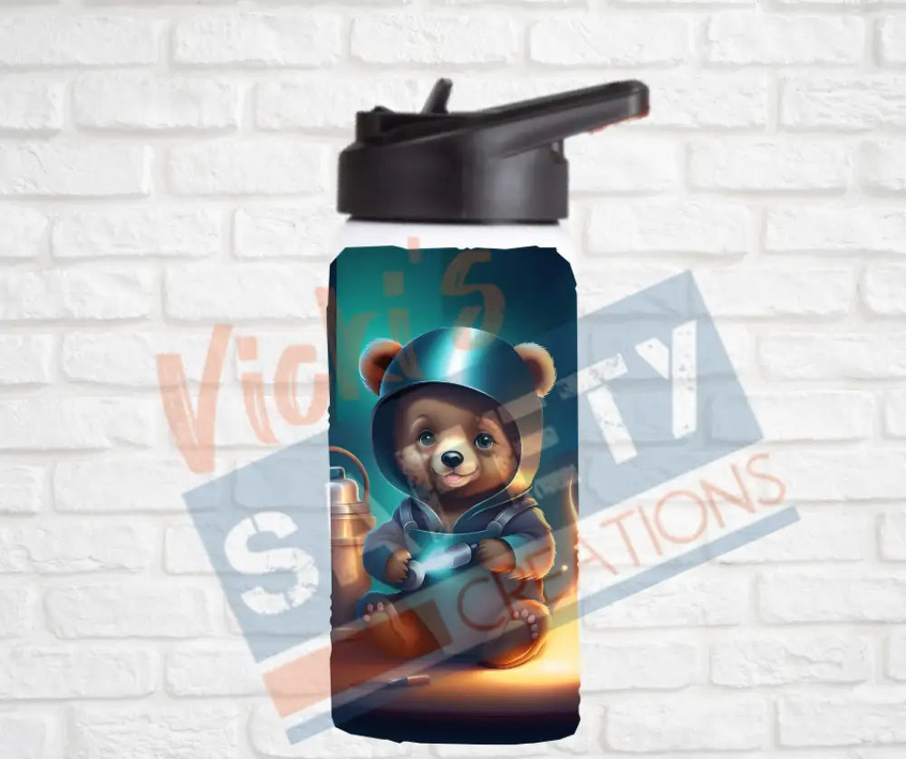 12oz. Stainless Steel Water Bottle-Teddy Bear (asst. Health & Safety Designs) Welder Water Bottles