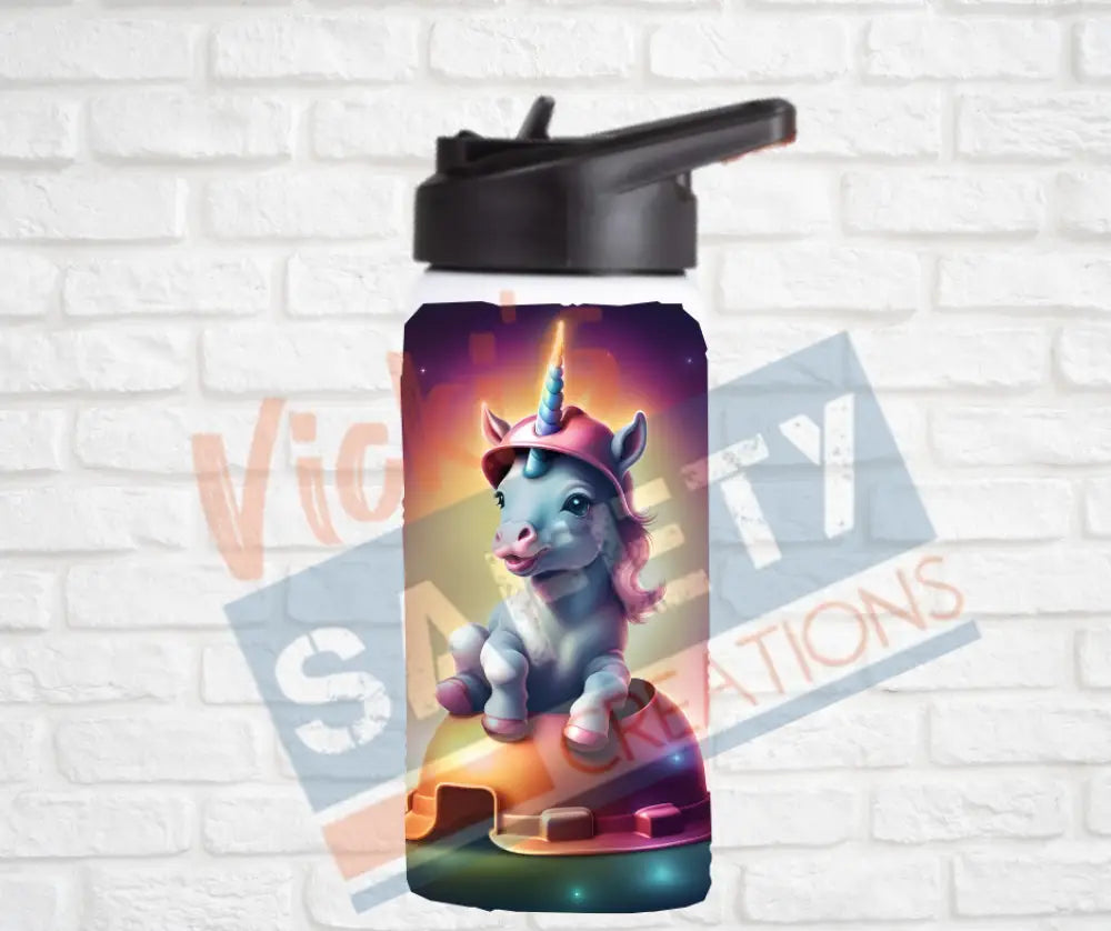 12oz. Stainless Steel Water Bottle-Unicorn (asst. Health & Safety Designs) Hard Hat Water Bottles