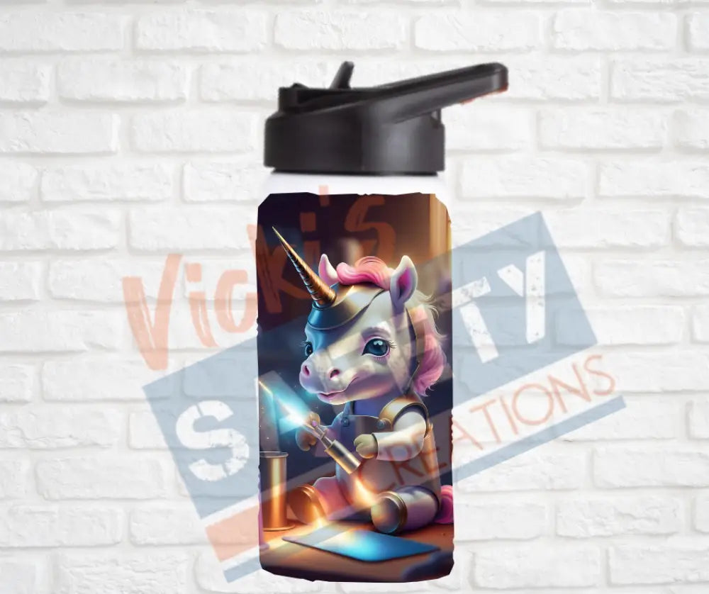 12oz. Stainless Steel Water Bottle-Unicorn (asst. Health & Safety Designs) Welder Water Bottles