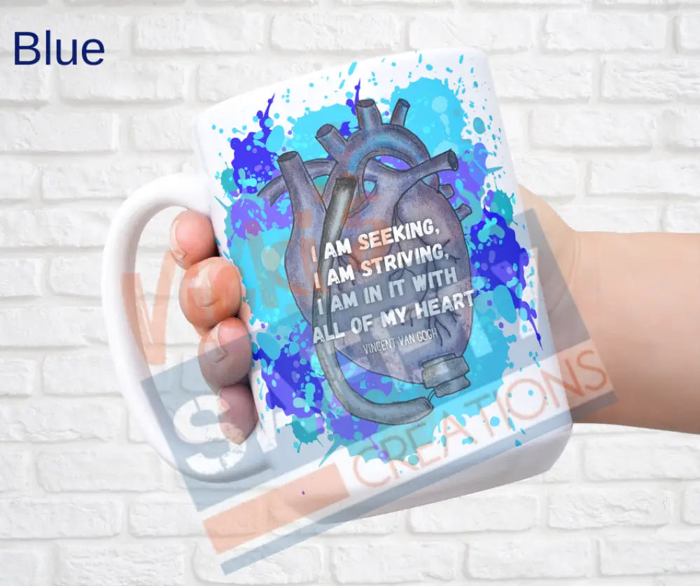 15oz. Ceramic Mug - LVAD Heart (Asst. Colors) Blue Ceramic Mug