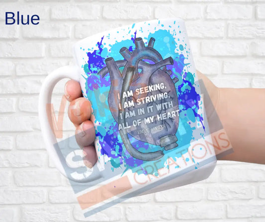 15oz. Ceramic Mug - LVAD Heart (Asst. Colors) Blue Ceramic Mug