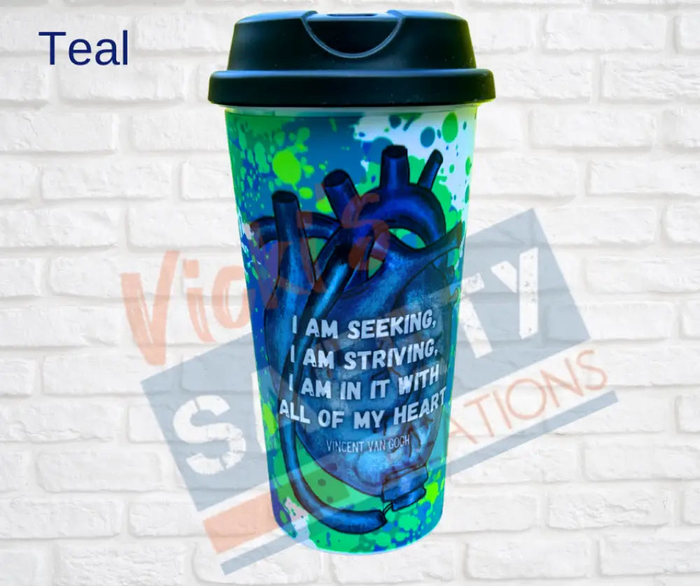 15oz. Polymer Tumbler-LVAD Heart (Asst. Colors) Teal Travel Mug
