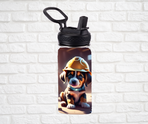 12oz. Stainless Steel Water Bottle-Puppies (asst. Health & Safety Designs)