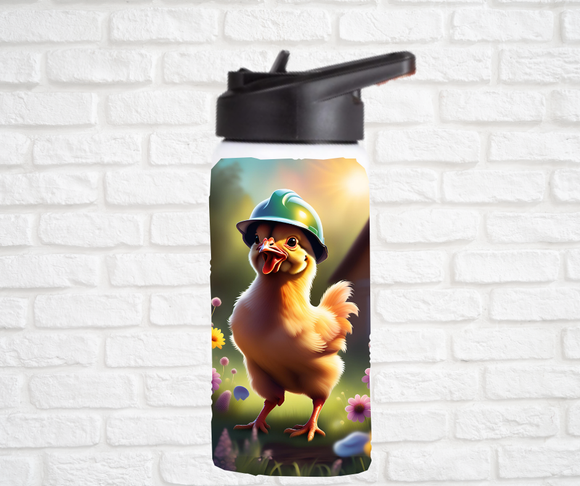 12oz. Stainless Steel Water Bottle-Chicken (asst. Health & Safety Designs)