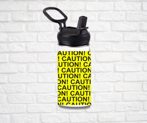 12oz. Stainless Steel Water Bottle-Caution Tape