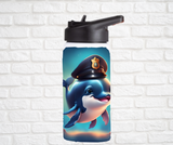 12oz. Stainless Steel Water Bottle-Dolphin (asst. Health & Safety Designs)