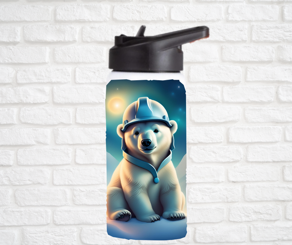 12oz. Stainless Steel Water Bottle-Polar Bear (asst. Health & Safety Designs)