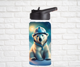 12oz. Stainless Steel Water Bottle-Polar Bear (asst. Health & Safety Designs)