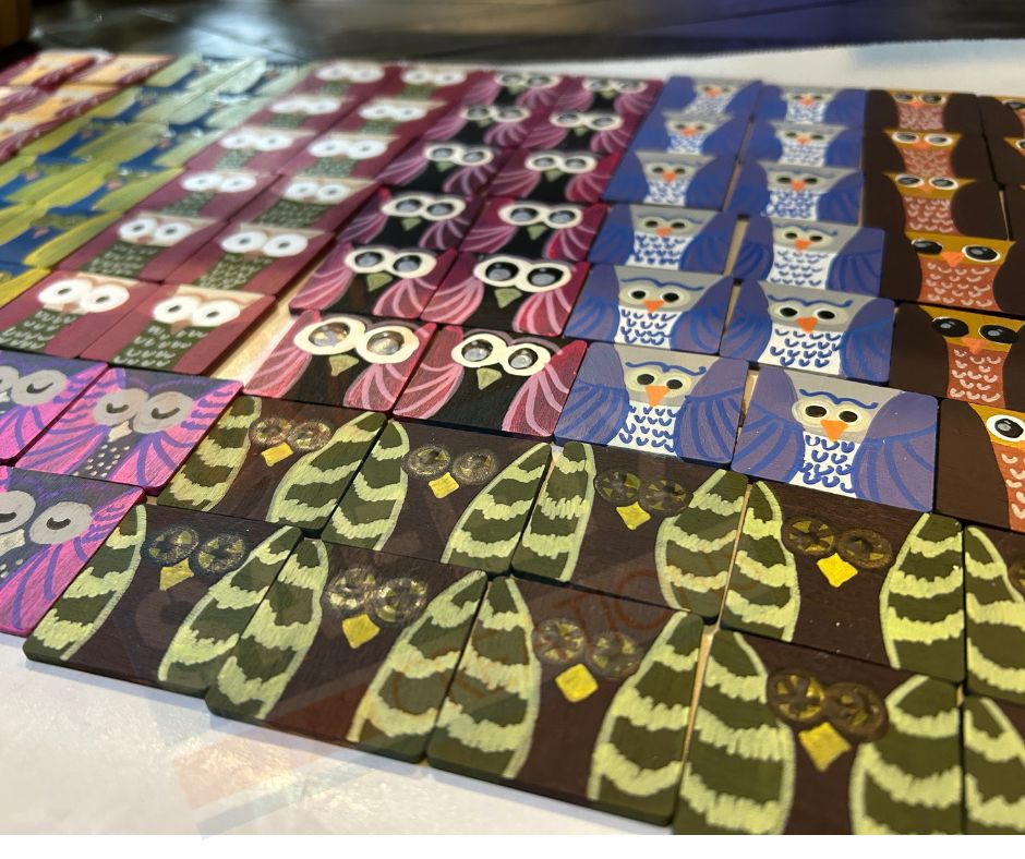 Hand Painted Wood Owl Magnet, Set of 10