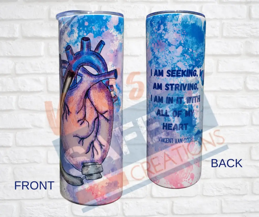 20oz. Stainless Steel Tumbler with Straw - LVAD Heart (Asst. Colors) Tumblers