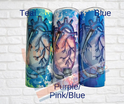 20oz. Stainless Steel Tumbler with Straw - LVAD Heart (Asst. Colors) Tumblers