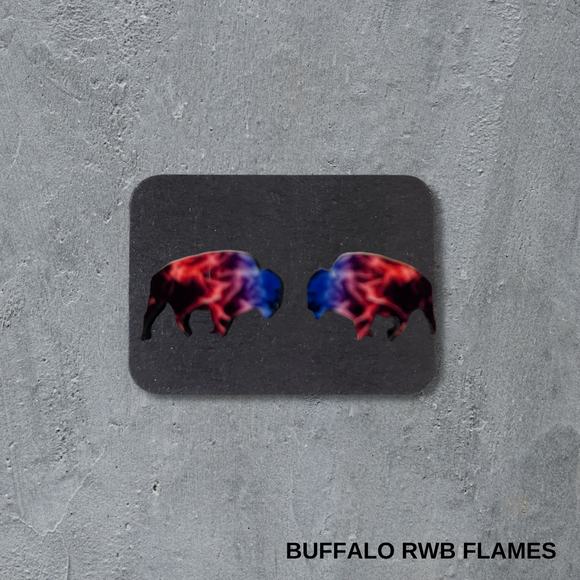 Stud Earrings - Buffalo RWB Flames