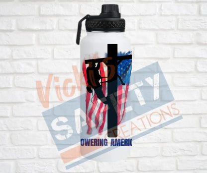 32oz. Insulated Water Bottle Lineman Powering America Water Bottles