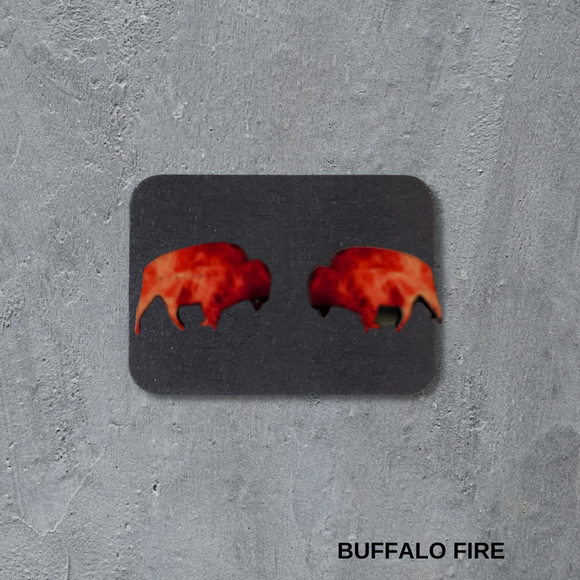 Stud Earrings - Buffalo Flames