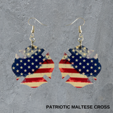 Maltese Cross-Patriotic Dangle Earrings