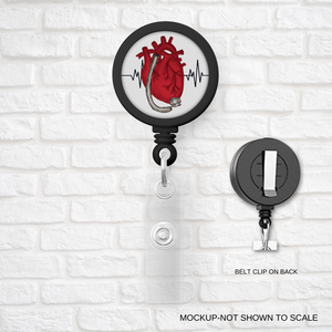 Basic Badge Reels - Rock the Red LVAD Heart