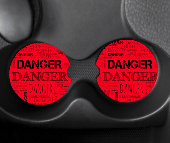 Neoprene Car Coasters (set of 2)-DANGER