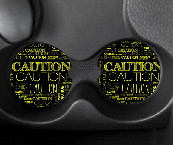 Neoprene Car Coasters (set of 2)-CAUTION